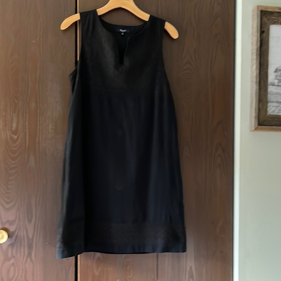 Madewell black sleeveless dress with embroidered top and bottom and designs. 4 - Picture 1 of 10